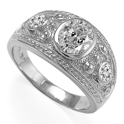 Etruscan Byzantine Style Men's diamond ring