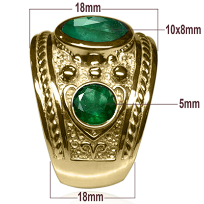14k Gold Genuine Emerald  Men's Jewelry Ring