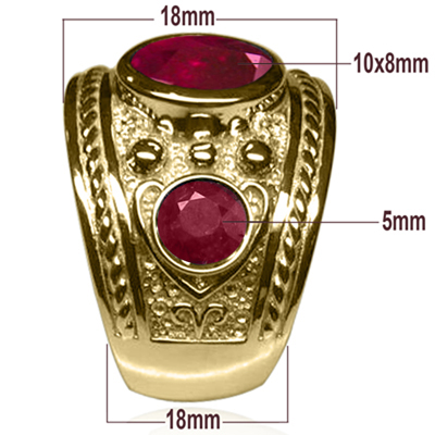 14k Gold Genuine Ruby Men's Jewelry Ring