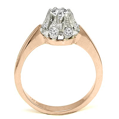 Russian Style Diamond Ring 585 Two-Tone Gold