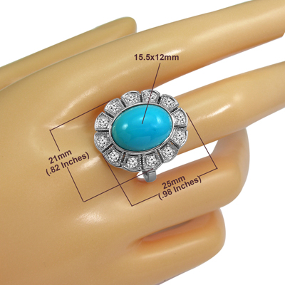 Russian Style Turquoise & Diamond Ring 14k