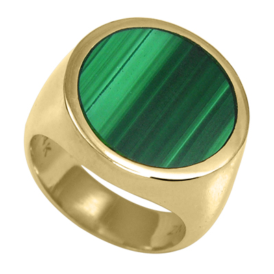 14k Solid Yellow Gold Malachite Ring