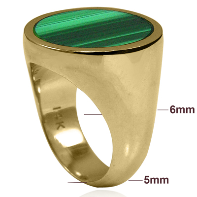 14k Solid Yellow Gold Malachite Ring