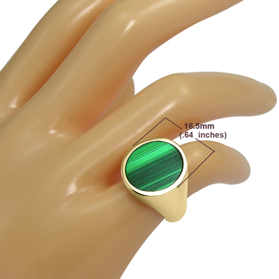 14k Solid Yellow Gold Malachite Ring
