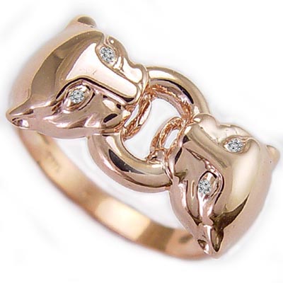 Diamond Cat Head Ring14k Rose Gold