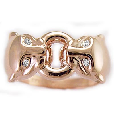 Diamond Cat Head Ring14k Rose Gold
