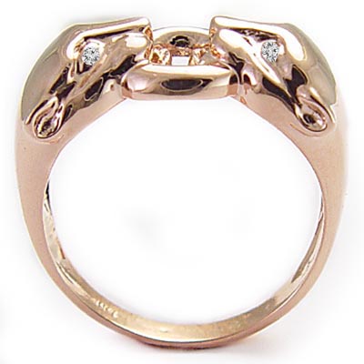 Diamond Cat Head Ring14k Rose Gold