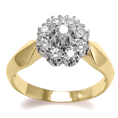 Russian Style 14k Yellow & White Gold Diamond Ring