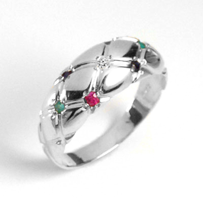 14k Gold Diamond, Ruby, Sapphire, Emerald Ring