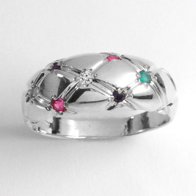 14k Gold Diamond, Ruby, Sapphire, Emerald Ring