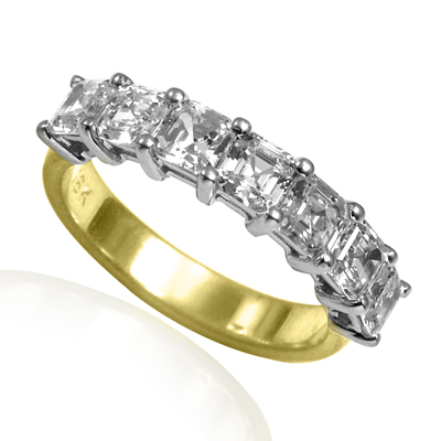 18k Gold Assher Cut Cubic Zirconia Ring