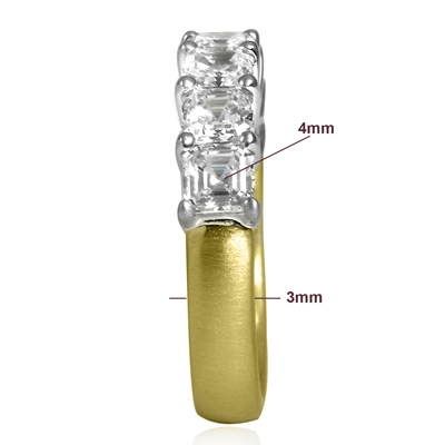18k Gold Assher Cut Cubic Zirconia Ring