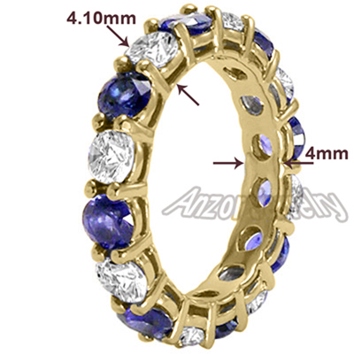 Diamond Blue Ceylon Sapphire Wedding Band 14k Gold
