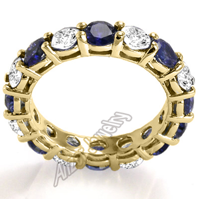 Diamond Blue Ceylon Sapphire Wedding Band 14k Gold