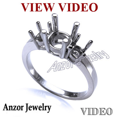 Platinum 950 Three Stone Ring Setting