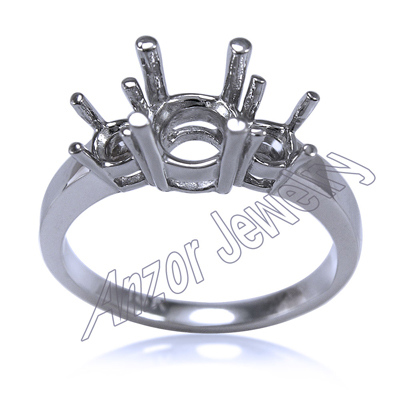 Platinum 950 Three Stone Ring Setting