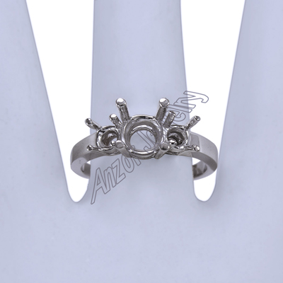 Platinum 950 Three Stone Ring Setting