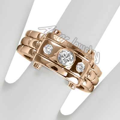 Men's 18k Gold Burnish Set Diamond Ring
