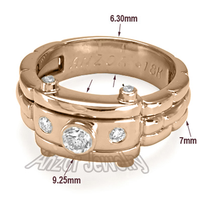 Men's 18k Gold Burnish Set Diamond Ring