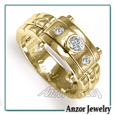 Men's 18k Gold Burnish Set Diamond Ring