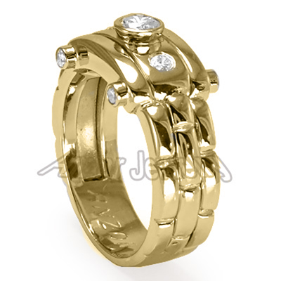 Men's 18k Gold Burnish Set Diamond Ring