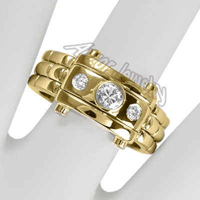 Men's 18k Gold Burnish Set Diamond Ring