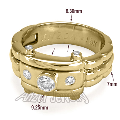 Men's 18k Gold Burnish Set Diamond Ring