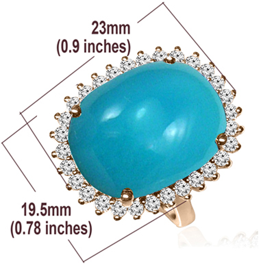 14k Gold Blue Turquoise Diamond women's Ring