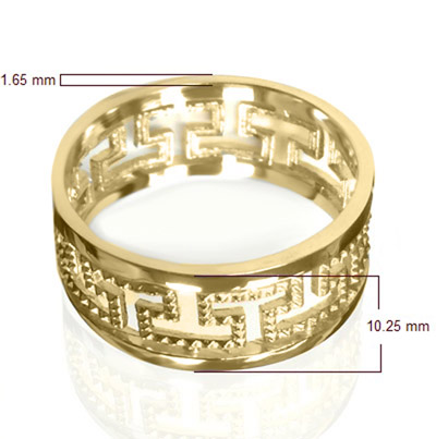 Men's 14k Yellow Gold Greek Key Ring