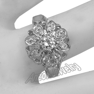 14k White Gold Genuine Diamond Ring