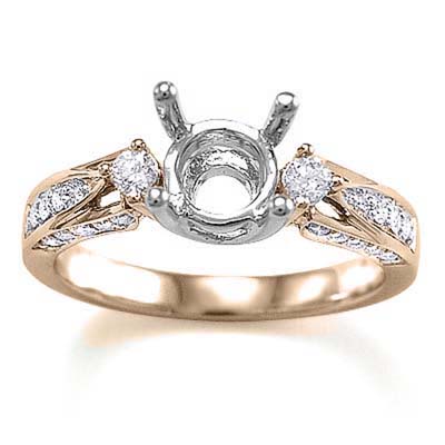 14k Two Tone Gold Diamond Ring Setting Semi-Mount