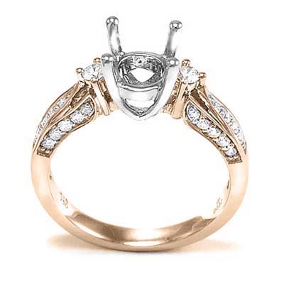 14k Two Tone Gold Diamond Ring Setting Semi-Mount
