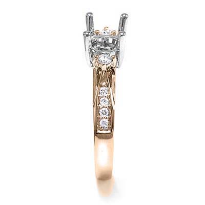 14k Two Tone Gold Diamond Ring Setting Semi-Mount