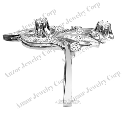 European Style 14k White Gold Diamond Ring
