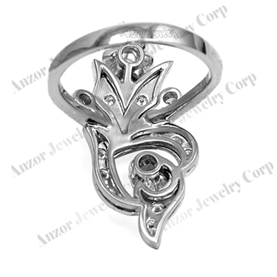 European Style 14k White Gold Diamond Ring