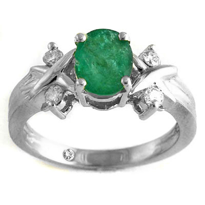 14k Gold Emerald and Diamond Ring