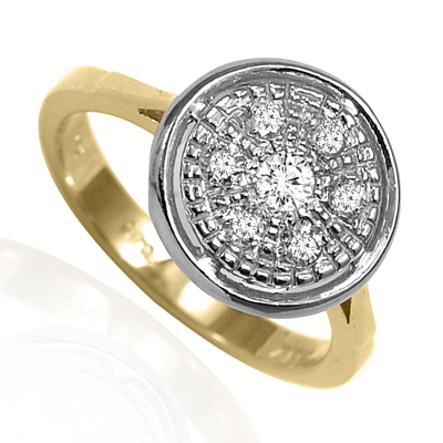 Russian Style Diamond Tarelka Ring in 14K