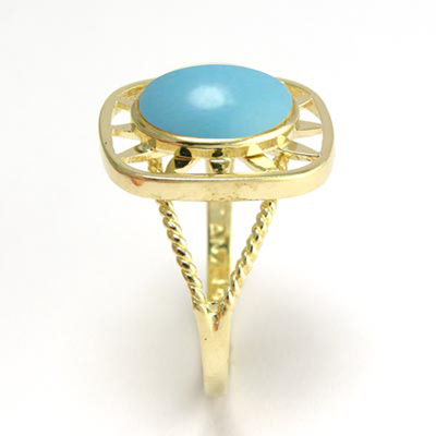 14k yellow Gold Genuine Turquoise Ring