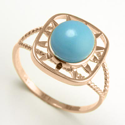 14k rose Gold Genuine Turquoise Ring