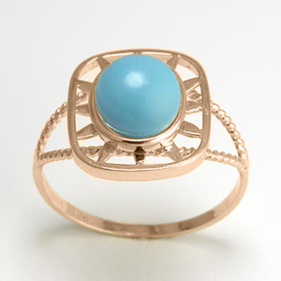 14k rose Gold Genuine Turquoise Ring
