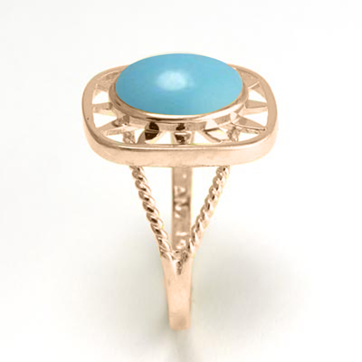 14k rose Gold Genuine Turquoise Ring