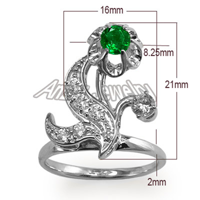 European Style Emerald and Diamond Ring in 14k