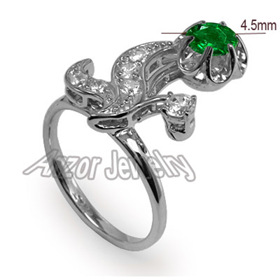 European Style Emerald and Diamond Ring in 14k