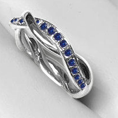 18k Gold Sapphire Prong setting Wedding Band plat.