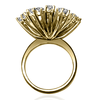 14k Yellow Gold Diamond Flower Ring