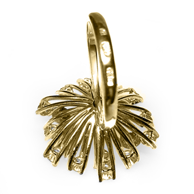 14k Yellow Gold Diamond Flower Ring