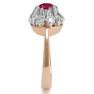 Genuine Diamond Ruby Ring 14k Rose and White