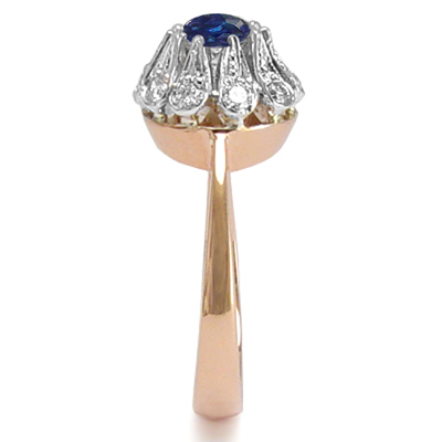 Genuine Diamond Sapphire Ring 14k Rose and White