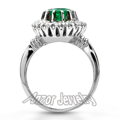 Genuine Emerald Diamond Ring 14K 585