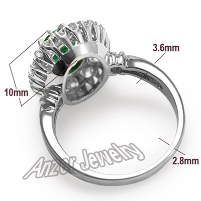 Genuine Emerald Diamond Ring 14K 585